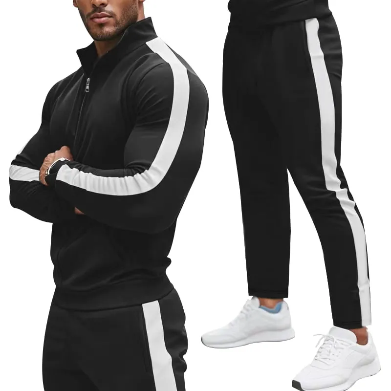 Trening de barbati MBrands din material subtire cu fermoar, negru