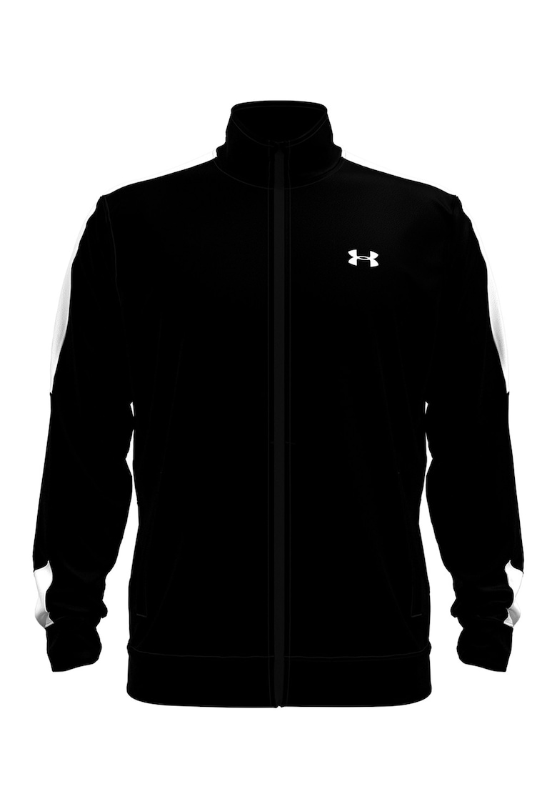 Bluza de trening cu fermoar si imprimeu logo - Alb/Negru