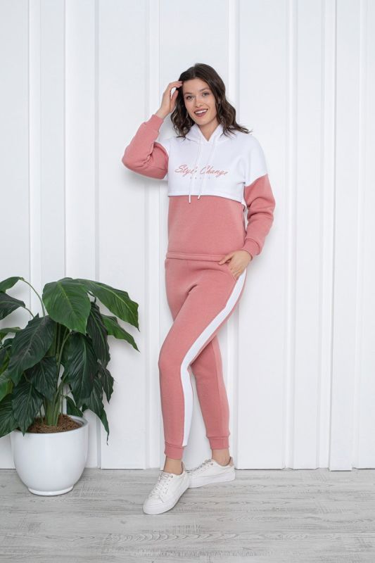 Trening cu gluga pentru dama vatuit, Style, somon