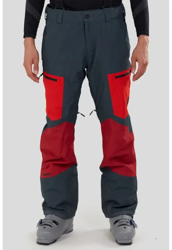 Pantaloni impermeabili cu talie ajustabila si model colorblock - pentru schi Nexara - Albastru ultramarin/Rosu inchis