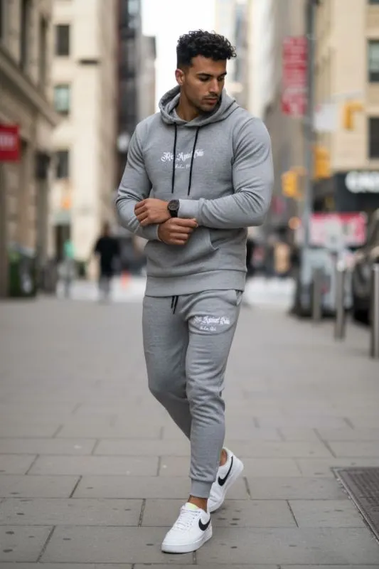 Trening barbati slim fit gri, Pantaloni + Hanorac, 13400 50-2