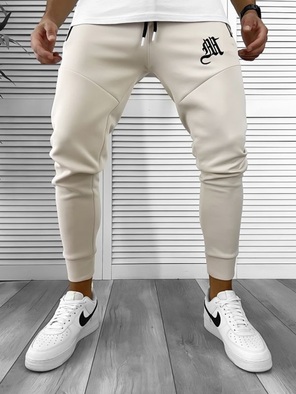 Pantaloni de trening bej , silon,  conici 12375 23-3.1