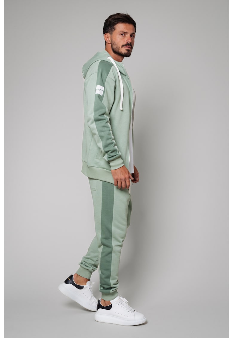 Set Rock Duo hanorac cu fermoar si pantalon conic Light Olive 9949 - Verde masliniu deschis
