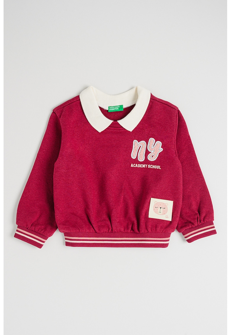 Bluza de trening din bumbac cu broderie text - Visiniu