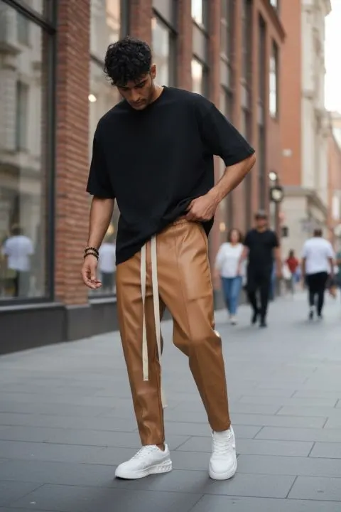 Pantaloni barbati engros FASHION piele ecologica