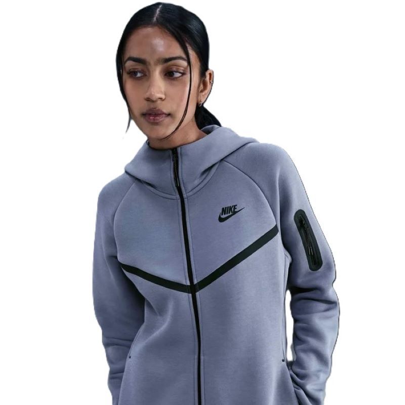Bluza cu fermoar Nike W NSW TCH FLC WR FZ HDY 2 mov-negru