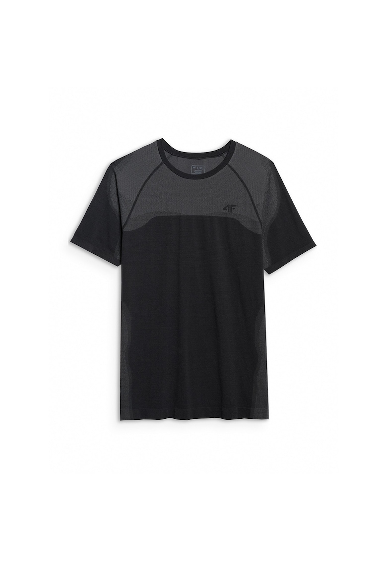 Tricou Antrenament Barbati -  Negru Intens - Croiala Regular Fit - Fara Cusaturi - Poliamida - Sport Training - S/M - Negru