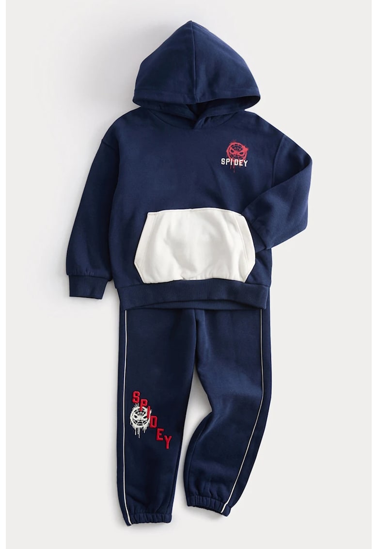 Set de hanorac si pantaloni de trening din amestec de bumbac - Rosu/Alb/Albastru inchis