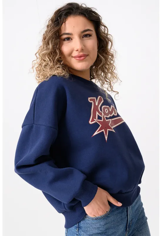 Bluza de trening lejera din amestec de bumbac cu logo - Rosu inchis/Bleumarin