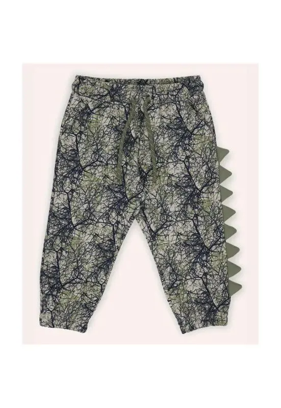 Pantaloni de trening lungi cu model Dinozaur -  - Authentic Threads - Bej & Kaki - pentru baieti - Bej