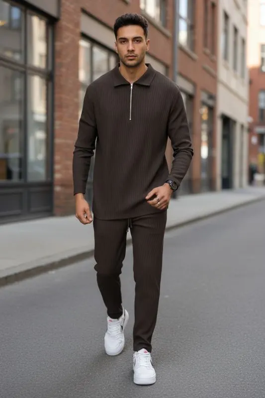Trening barbati slim fit maro, Pantaloni + bluza C300 D5-5.2