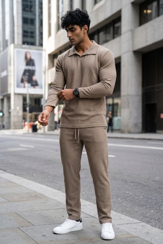 Trening barbati slim fit maro Pantaloni + Hanorac 7500