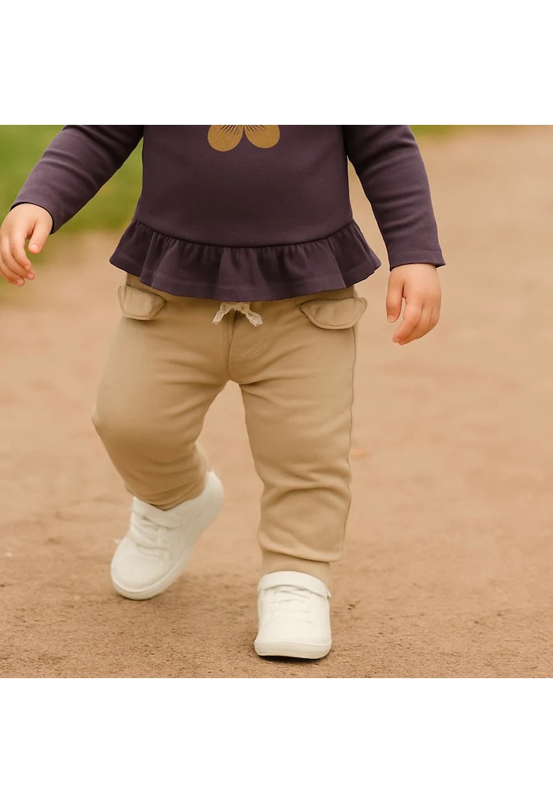 Pantaloni de trening lungi cu volanas in talie -  - Botanic Garden - Bej - pentru fetite - Bej
