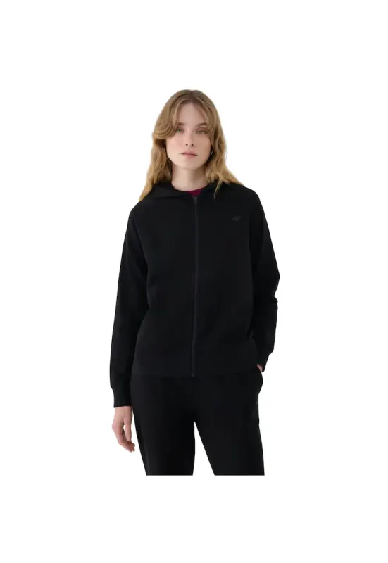 Hanorac sport dama 4F F1763 - negru - bumbac si poliester - croiala regulata