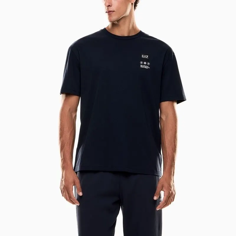 Tricou EA7 TRAIN LOGO SERIES M TEE SS WRITINGS albastru