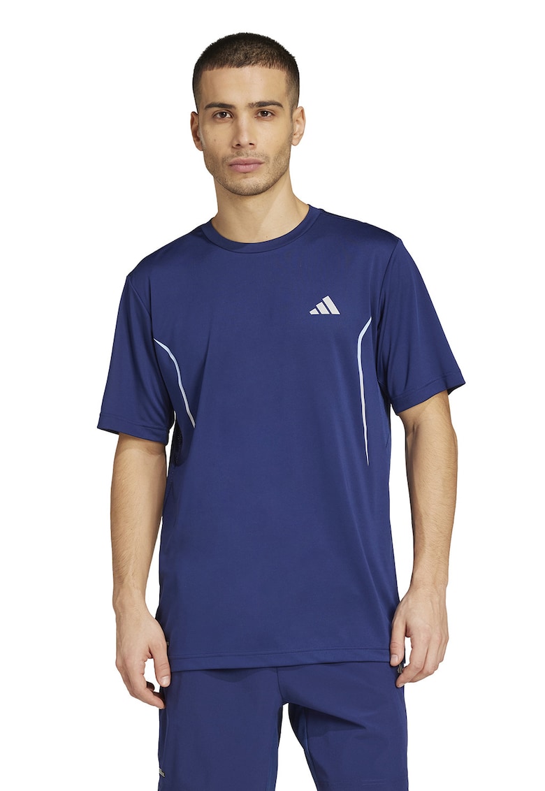 Tricou cu decolteu la baza gatului pentru fitness - Albastru inchis