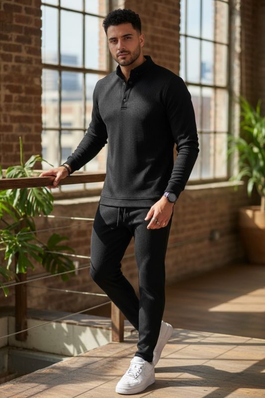 Trening barbati slim fit negru, Pantaloni + Bluza C200 29-3.3
