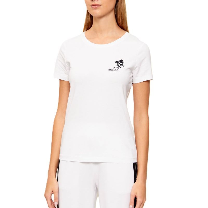 Tricou EA7 TRAIN COSTA SMERALDA W GRAPHIC TEE alb