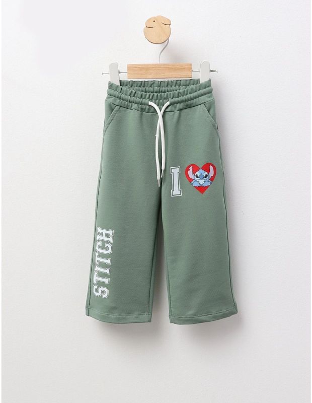Pantaloni trening STITCH drepti, verde