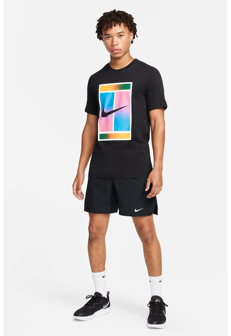 Pantaloni scurti cu tehnologie Dri Fit pentru tenis Court Victory - Alb/Negru stins