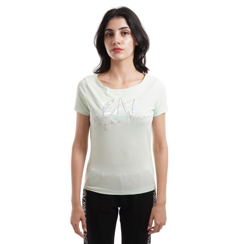 Tricou EMPORIO ARMANI EA7 pentru femei TRAIN LOGO SERIES W HANDWRITTEN TEE CROSSOVER - 3DTT26TJFKZ01880