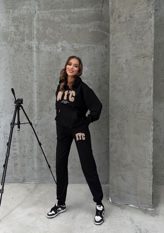 Trening pentru femei, cu model imprimat NYC, Negru