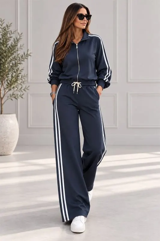 Trening dama CORINA, cu guler inalt si fermoar, Bleumarin, Marime S/M/L