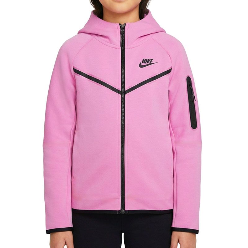 Bluza cu fermoar Nike G NSW TCH FLC HD FZ LS - PD roz-negru