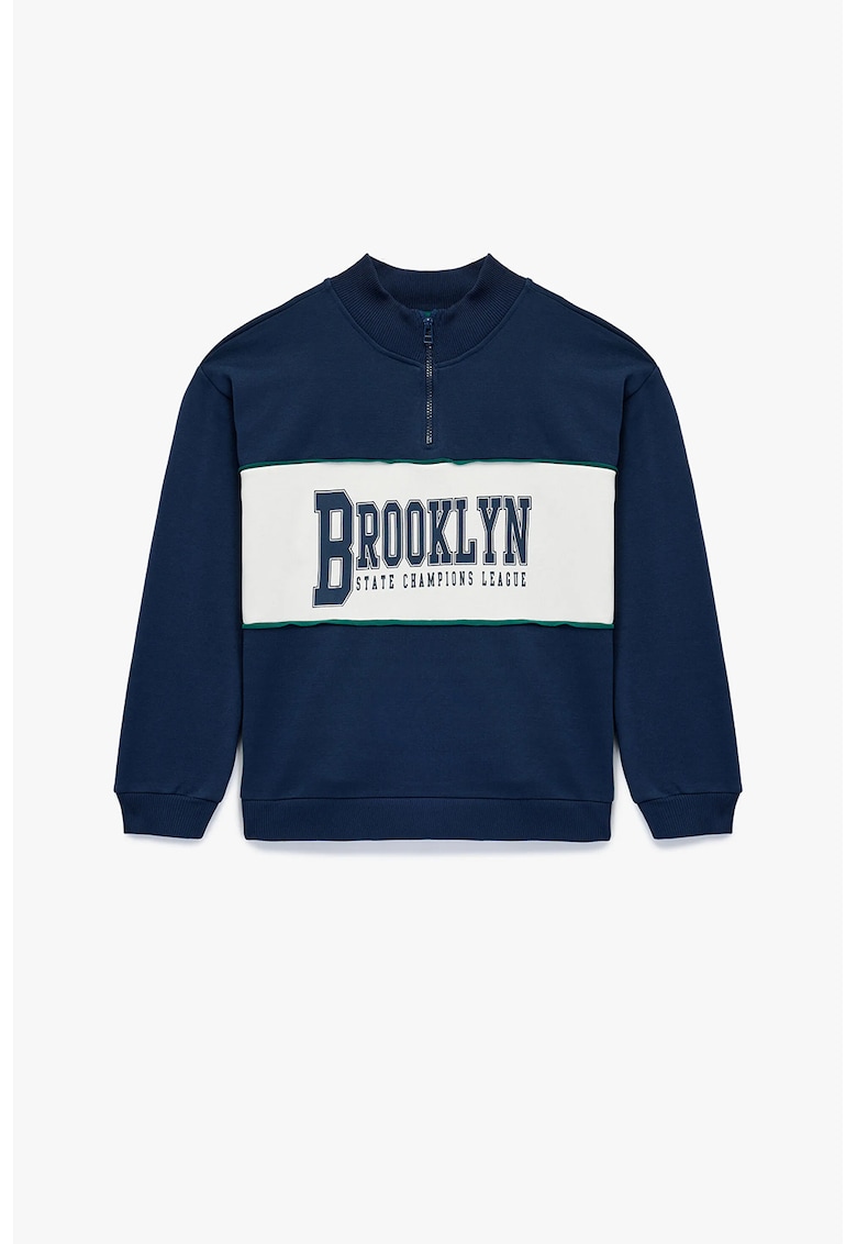 Bluza de trening cu text - Albastru indigo