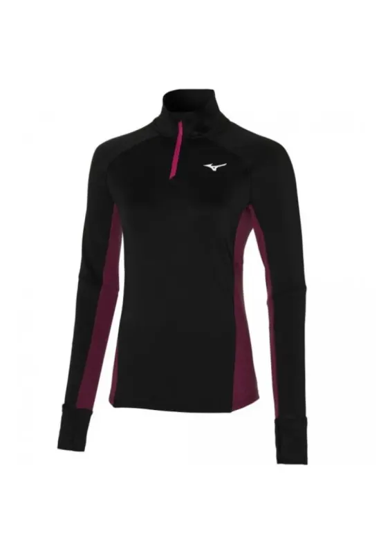 Bluza alergare dama Warmalite Half Zip - Negru/Roz