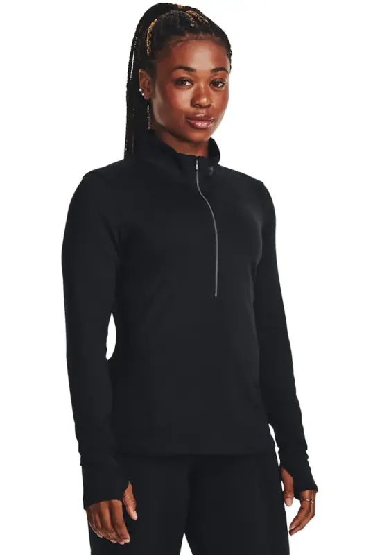 Bluza cambrata cu fenta cu fermoar scurt - pentru alergare Launch Pro - Negru