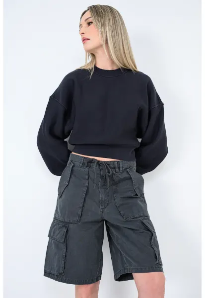 Bluza crop de trening Kit - Negru