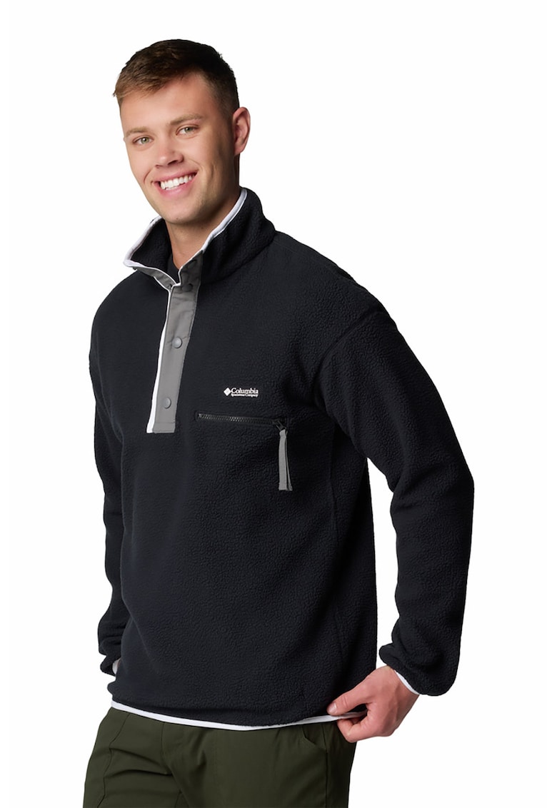 Bluza cu fenta cu capse pentru trekking Helvetia II - Negru/Gri
