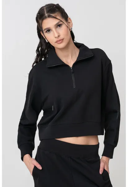 Bluza cu fermoar scurt pentru antrenament - Negru