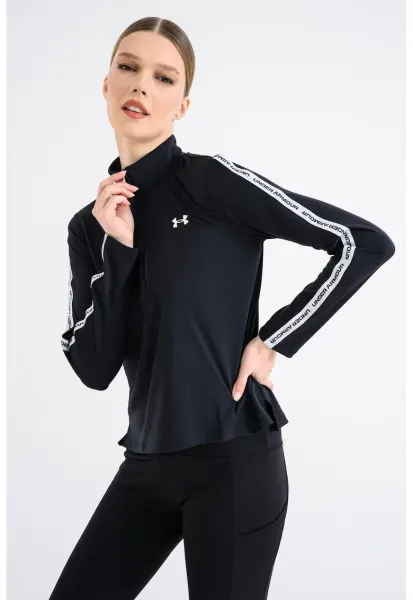 Bluza cu fermoar si logo pentru fitness - Alb/Negru