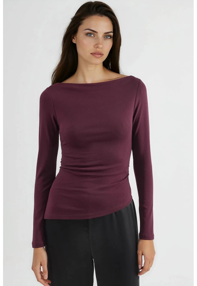 Bluza dama -  bumbac - decolteu barca - mov