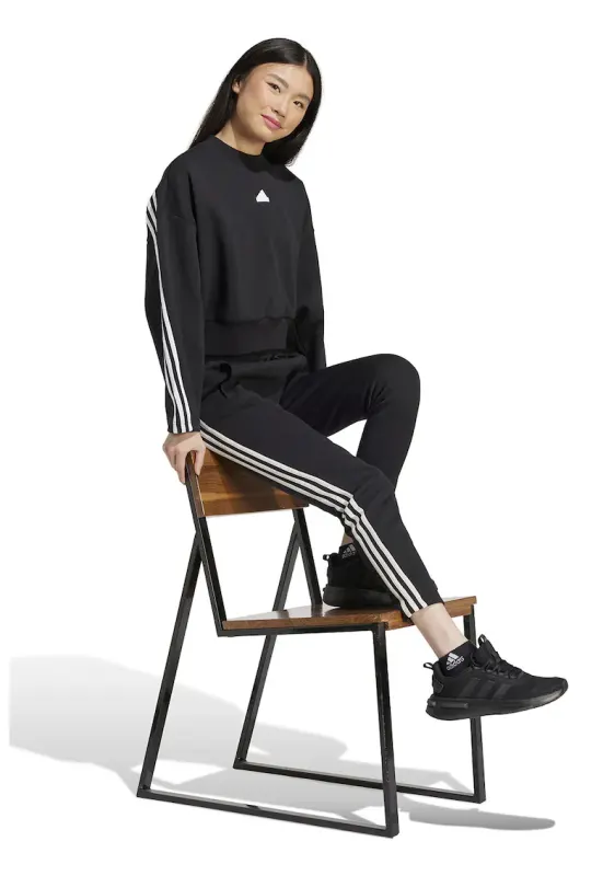 Bluza de trening crop cu decolteu la baza gatului - Alb/Negru