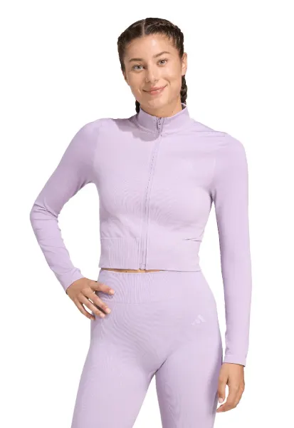 Bluza de trening crop cu fermoar - pentru fitness - Violet deschis