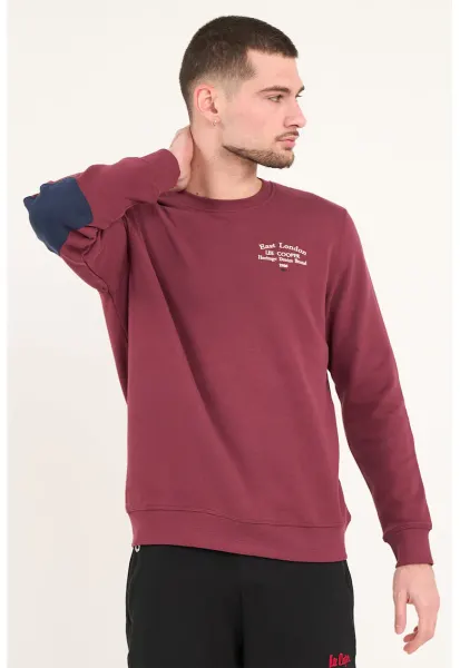 Bluza de trening cu aplicatii pe coate - Visiniu