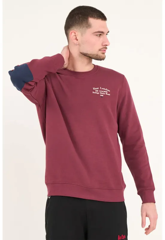 Bluza de trening cu aplicatii pe coate - Visiniu