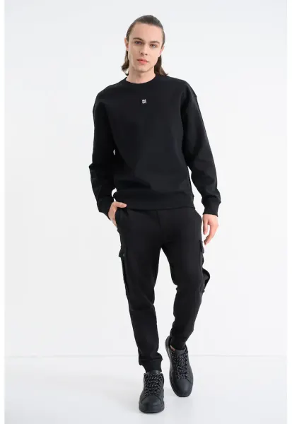 Bluza de trening cu croiala lejera Dettil - Negru