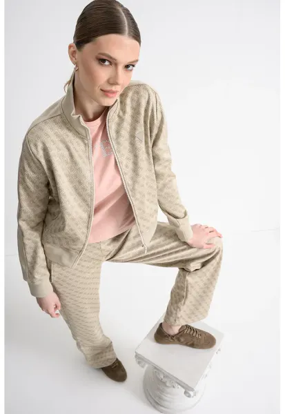 Bluza de trening cu croiala regular-fit si logo - Bej/Maro nisip