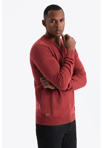 Bluza de trening cu decolteu in V si model uni - Coral