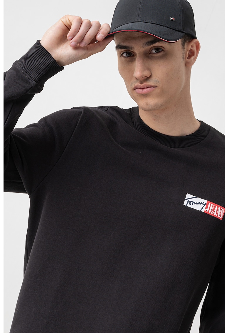 Bluza de trening cu decolteu la baza gatului si logo