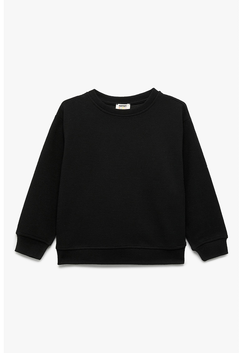 Bluza de trening cu decolteu la baza gatului si maneci cazute - Negru