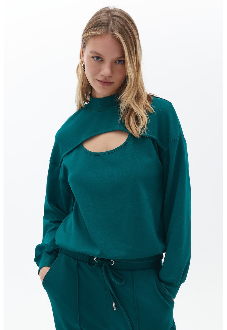 Bluza de trening cu decupaj frontal - Verde englez