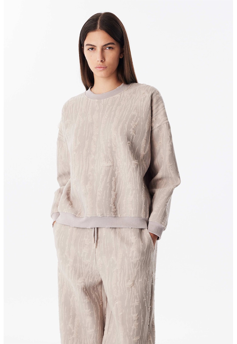 Bluza de trening cu detalii cu aspect deteriorat - Grej