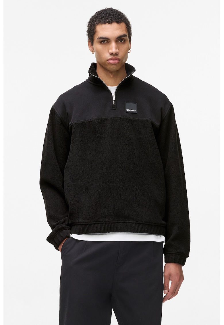 Bluza de trening cu fenta cu fermoar - Negru