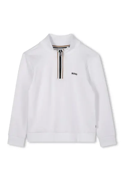 Bluza de trening cu fermoar scurt - Alb optic