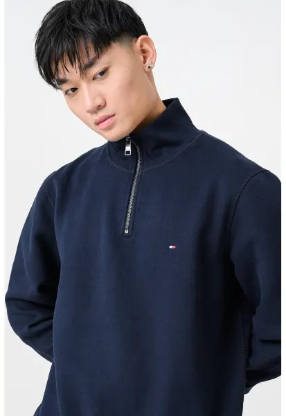 Bluza de trening cu fermoar scurt - Bleumarin